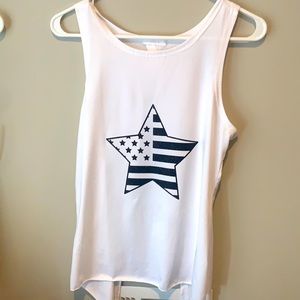 White sleeveless top